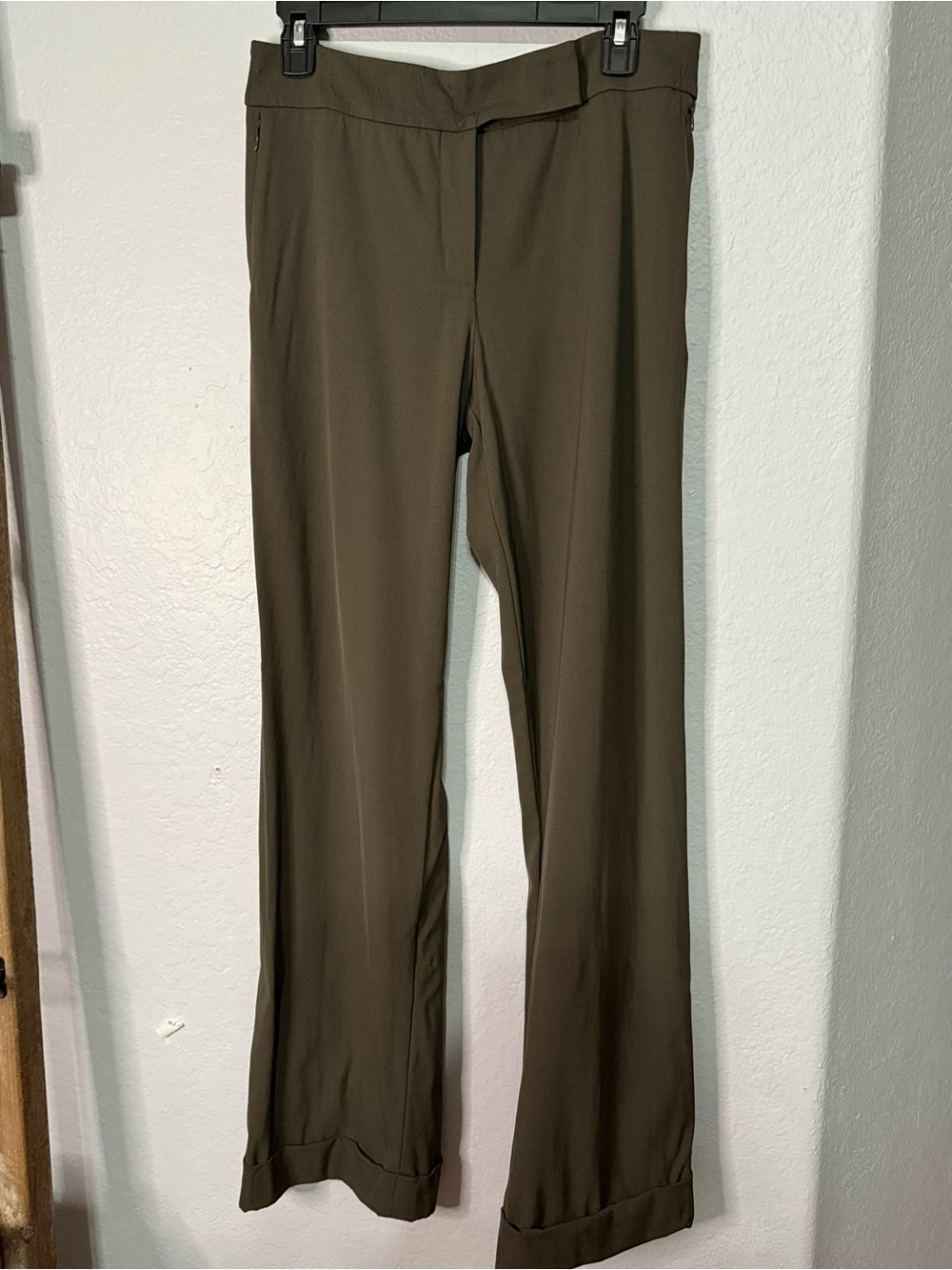 Akris Olive Green Boot-Cut Dress Pants